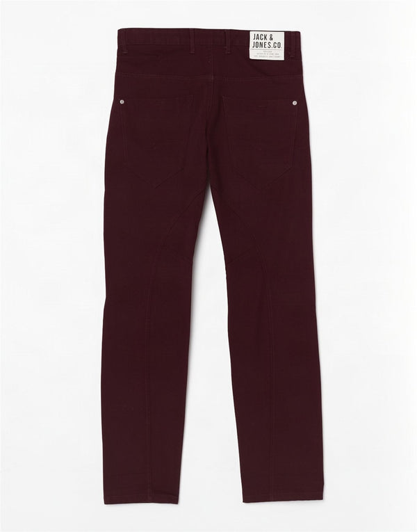 Jack & Jones Pantaloni casual slim a banana da uomo W34 L33 Bordeaux