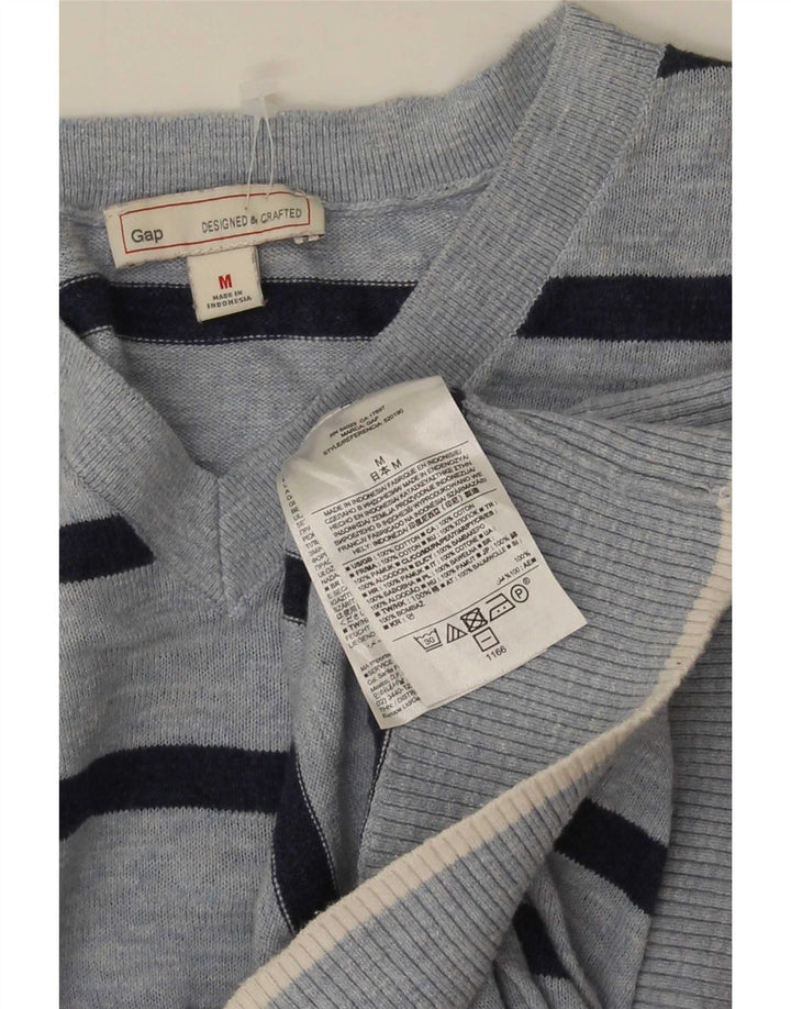 Gap Maglione da uomo con scollo a V in cotone a righe blu medio