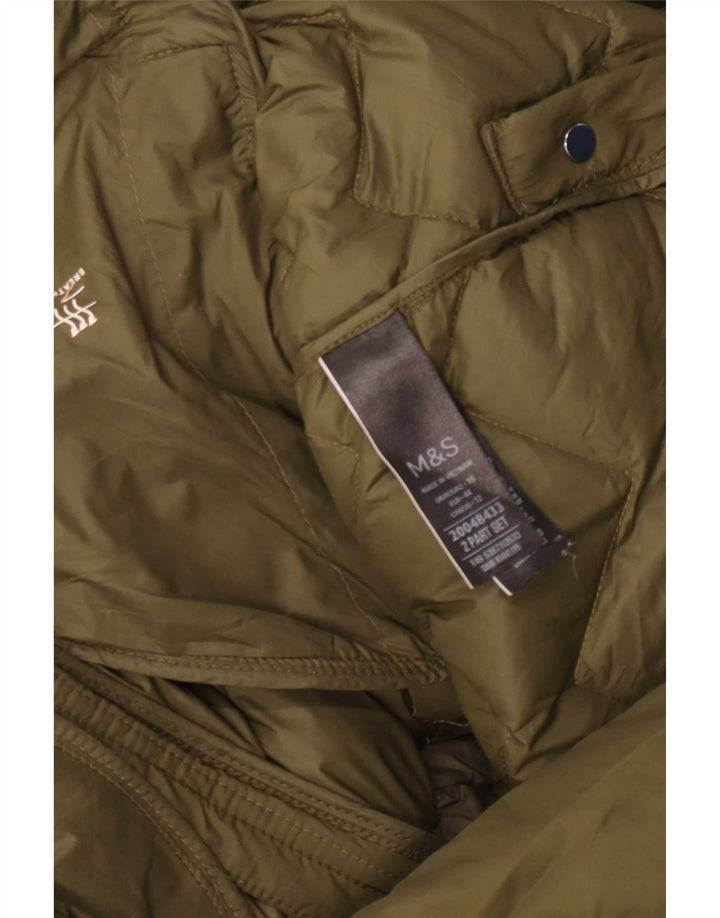 Cappotto imbottito con cappuccio da donna Marks & Spencer UK 16 Large Khaki Poliammide