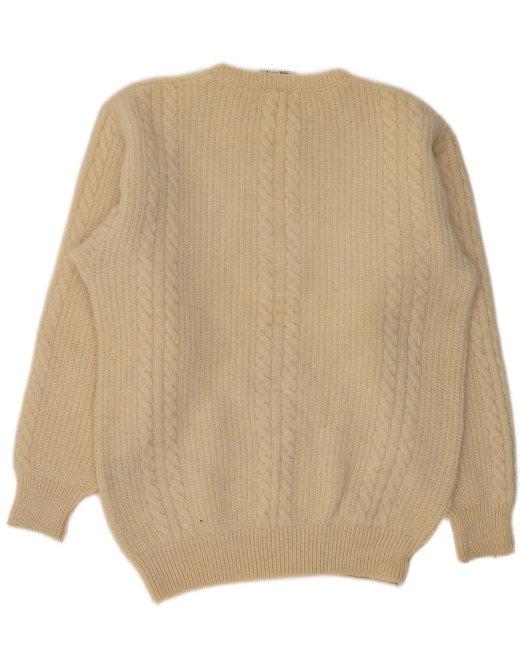 Maglione maglione girocollo da uomo VINTAGE grande lana vergine beige