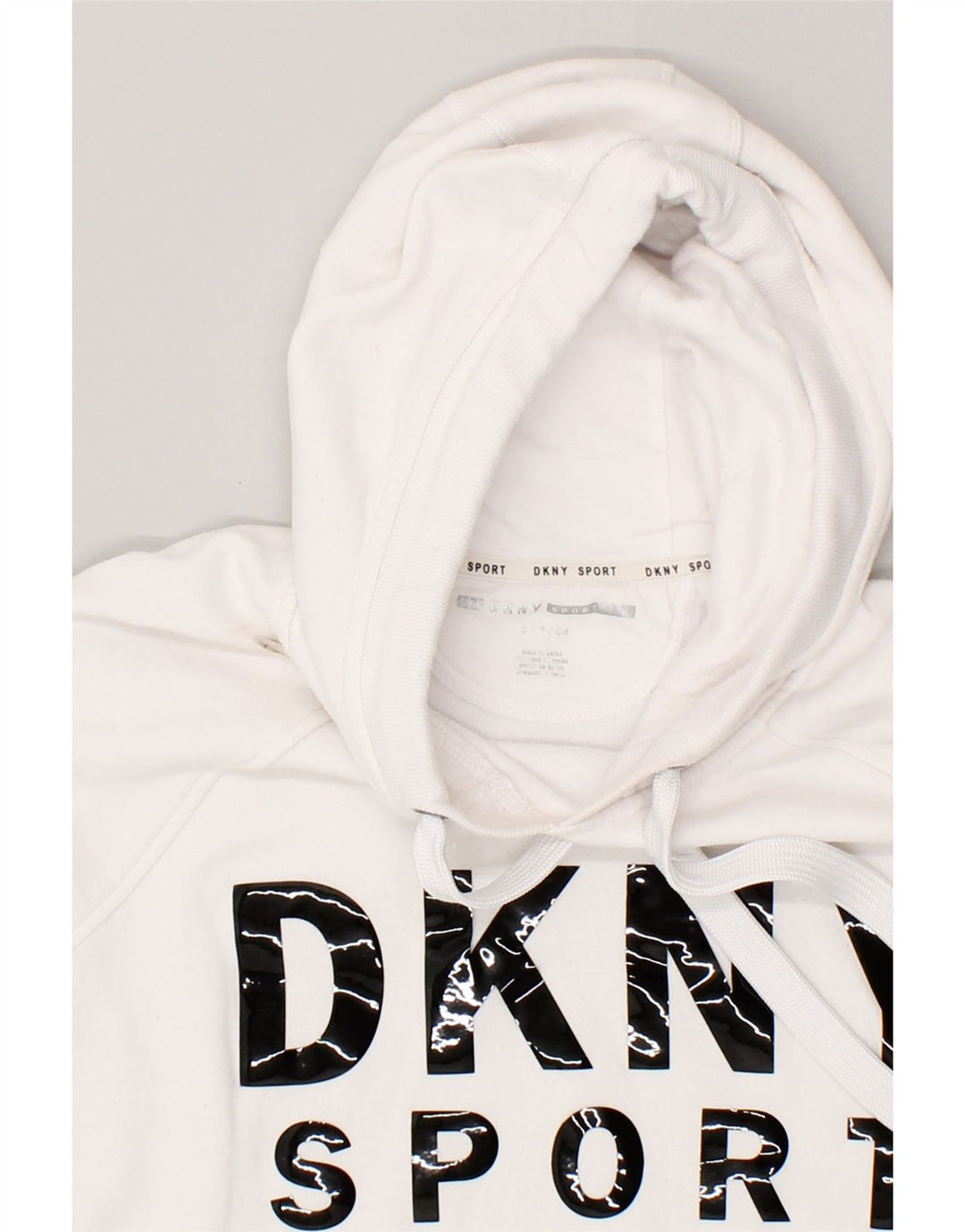 DKNY Mens Graphic Hoodie Jumper Small White Cotton Vintage Dkny and Second-Hand Dkny from Messina Hembry 