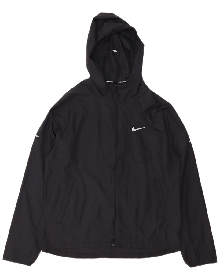 Giacca antipioggia oversize con cappuccio da donna NIKE UK 14 Medium Nero Poliestere