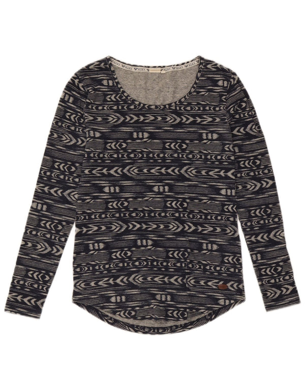 Top da donna a maniche lunghe Roxy UK 6 XS poliestere geometrico blu navy