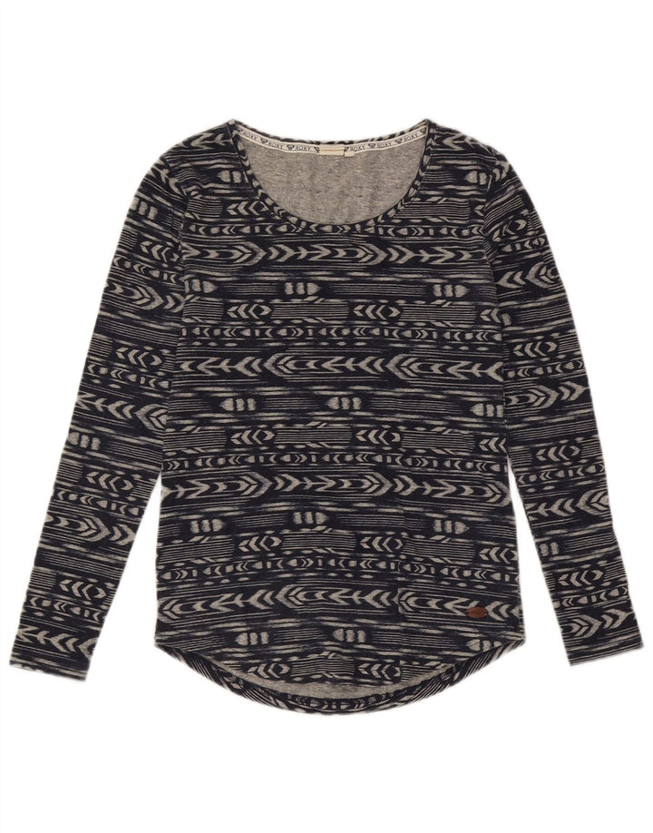 Top da donna a maniche lunghe Roxy UK 6 XS poliestere geometrico blu navy