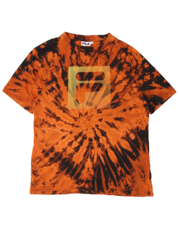 T-shirt grafica da uomo Fila Top in cotone tie-dye arancione medio