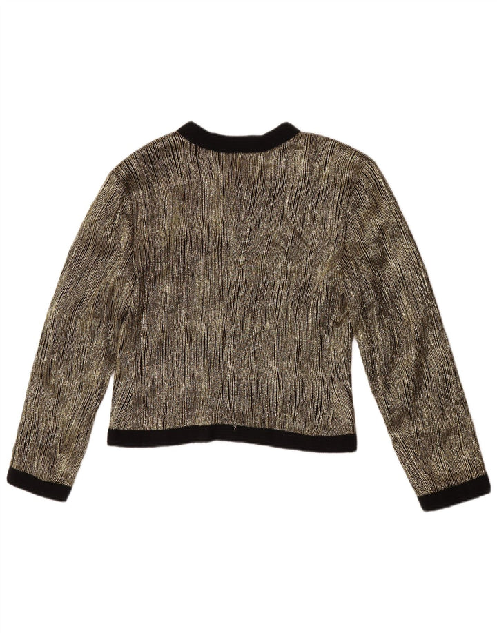 Giacca blazer corta da donna vintage UK 14 Acetato color block oro medio