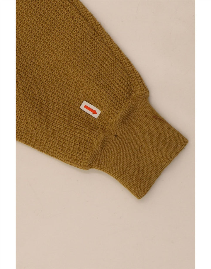 De Pletrl Maglione da uomo con scollo a barca in pelle scamosciata, beige medio, a rombi/diamante