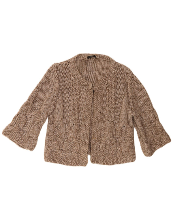 Maglione cardigan corto con maniche a 3/4 Marks & Spencer da donna UK 16 Large Beige