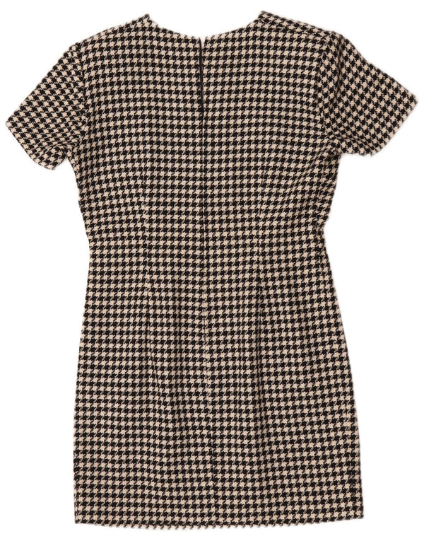 Abito tubino vintage da donna UK 12 medio pied de poule nero