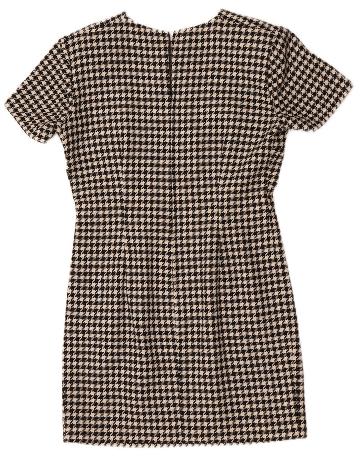 Abito tubino vintage da donna UK 12 medio pied de poule nero