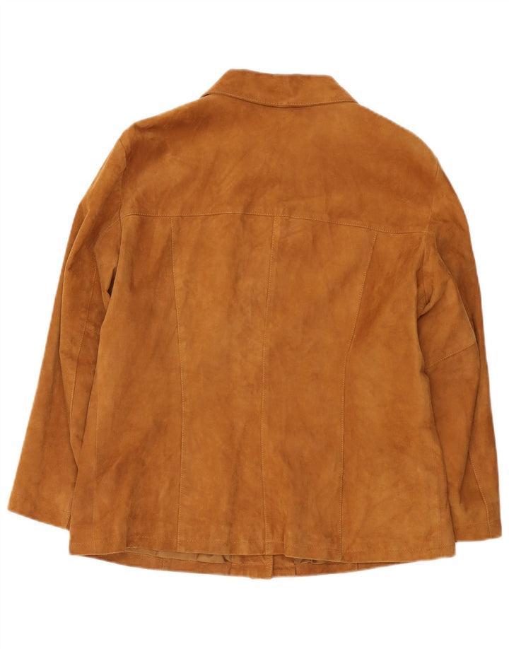 Giacca vintage in pelle scamosciata da donna UK 14 in pelle beige media