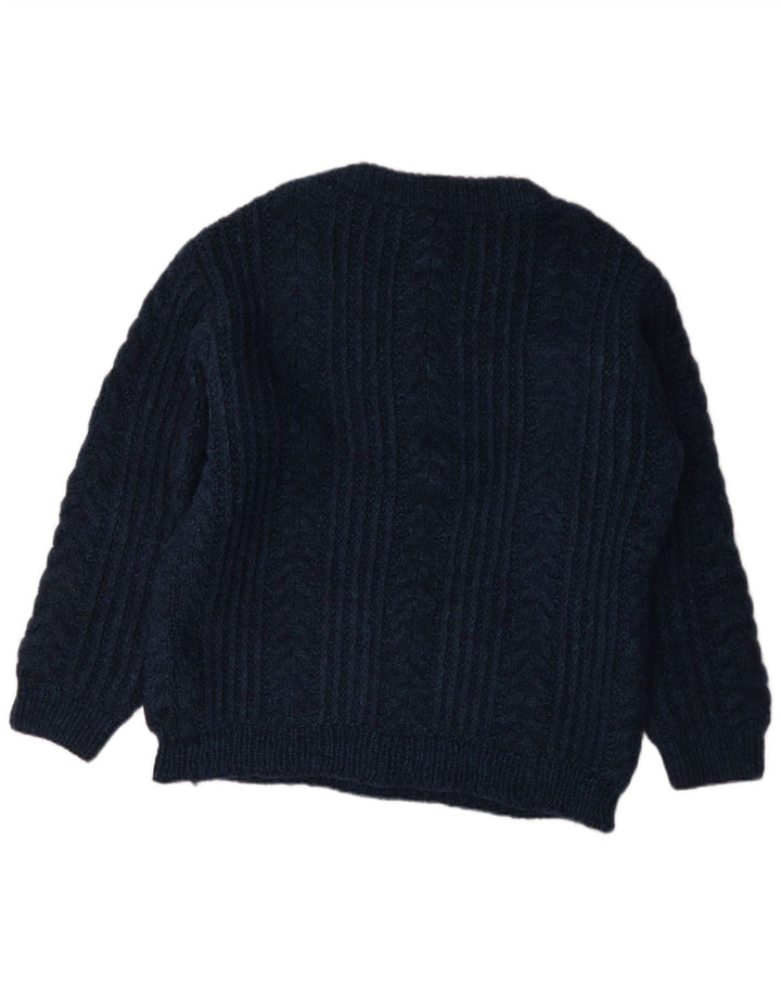 Maglione vintage da uomo con scollo a barca blu navy medio