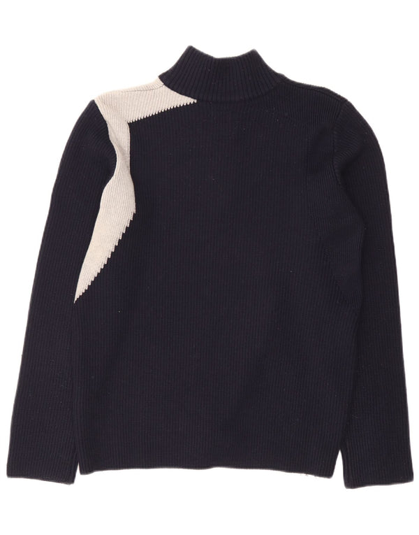 Murphy & Nye Maglione da uomo con zip e collo piccolo in lana color block blu navy