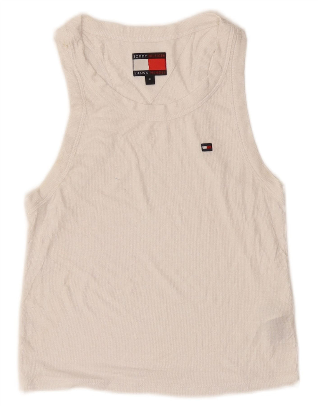 Top corto da donna Tommy Hilfiger UK 12 medio bianco modal