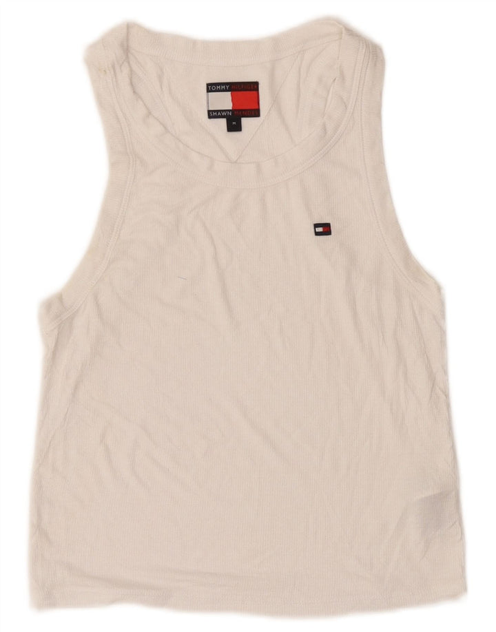 Top corto da donna Tommy Hilfiger UK 12 medio bianco modal