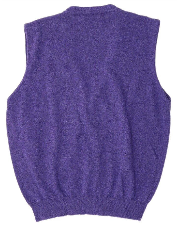 Maglione cardigan senza maniche da uomo Stefanel grande lana viola