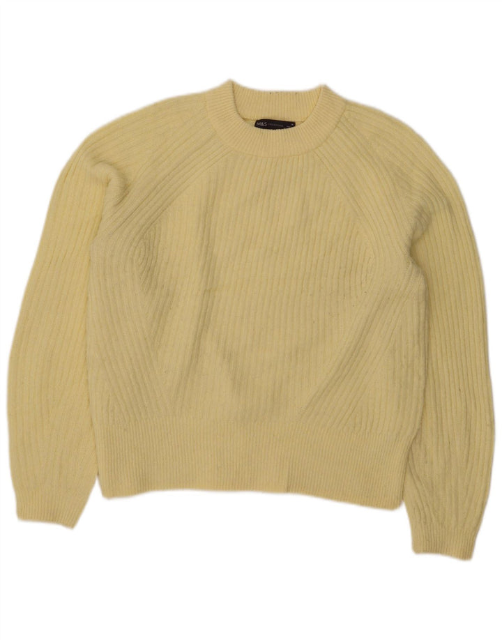 Maglione maglione girocollo da donna Marks & Spencer UK 14 Acrilico giallo medio