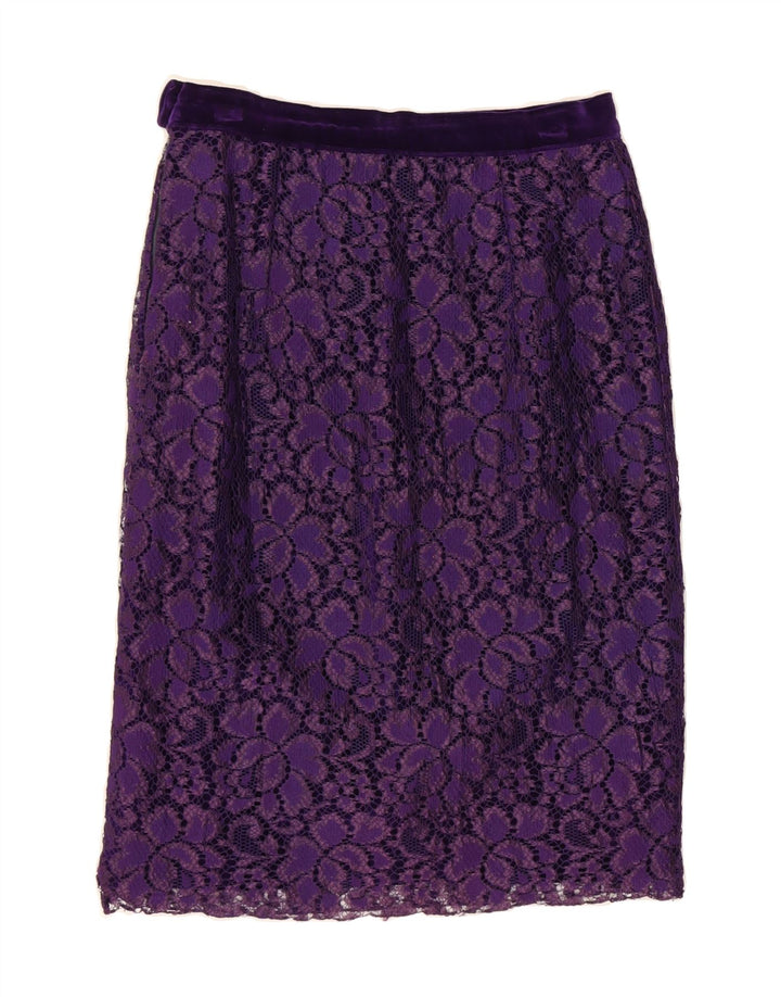 VINTAGE Womens Straight Skirt W28 Medium Purple Floral Vintage Vintage and Second-Hand Vintage from Messina Hembry 