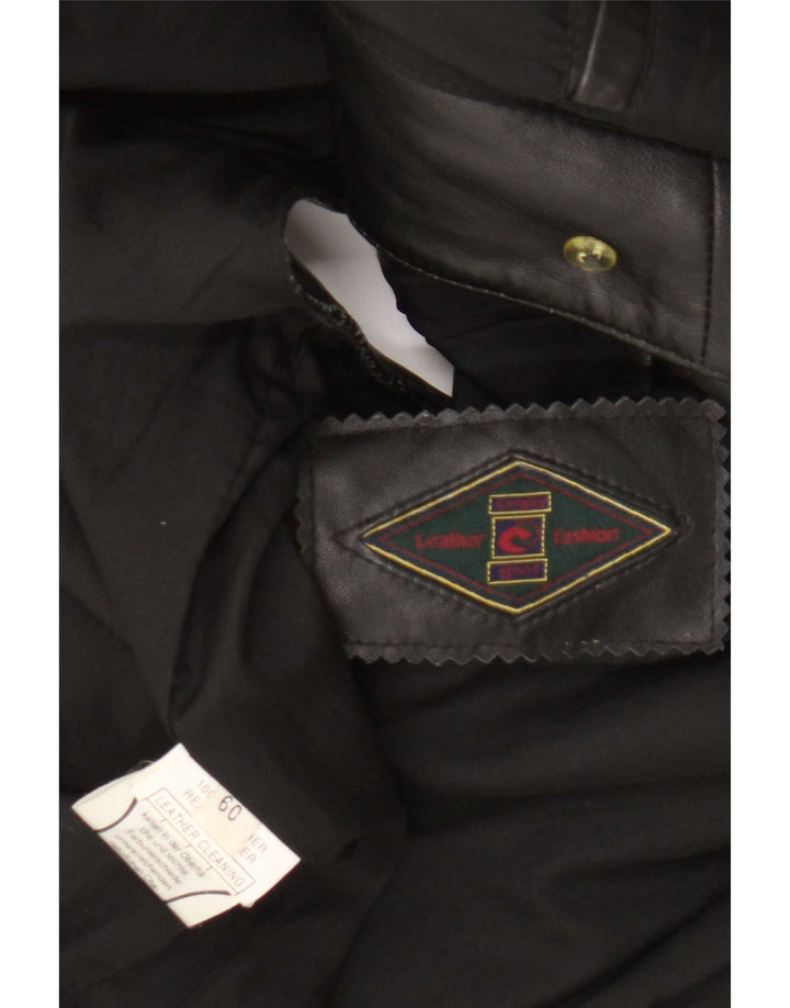 Gilet in pelle da uomo vintage UK 42 XL Nero