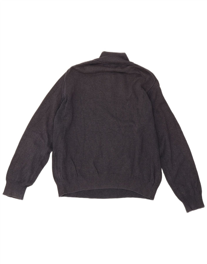 Gant Maglione da uomo con zip e collo in cotone medio blu navy screziato