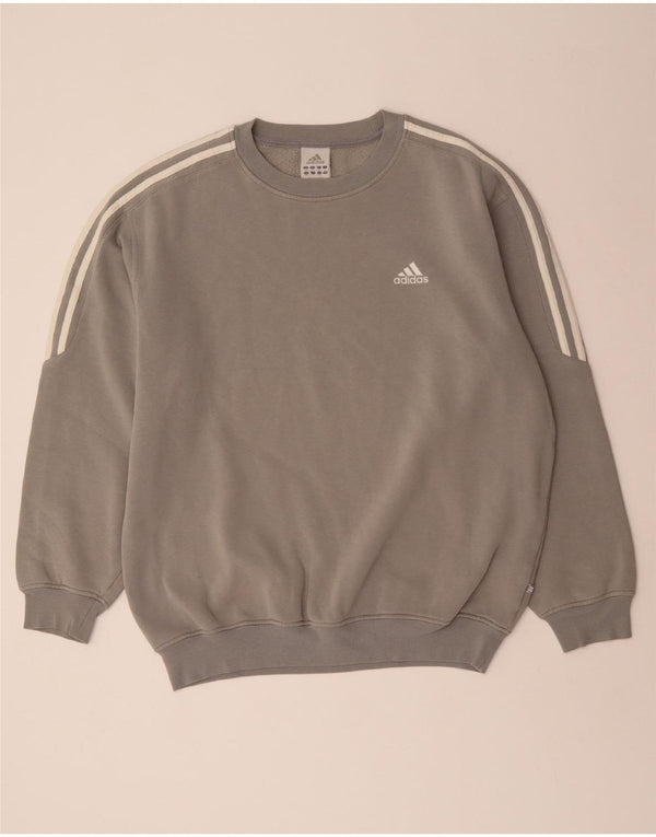 Felpa da uomo ADIDAS maglione UK 42/44 grande cotone grigio