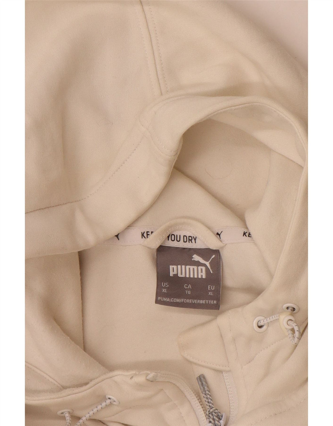 PUMA Felpa con cappuccio e zip da uomo XL in cotone color block bianco sporco