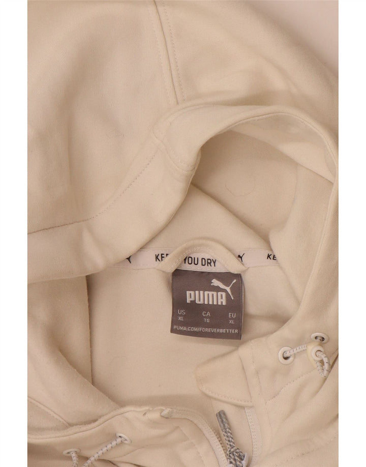 PUMA Felpa con cappuccio e zip da uomo XL in cotone color block bianco sporco