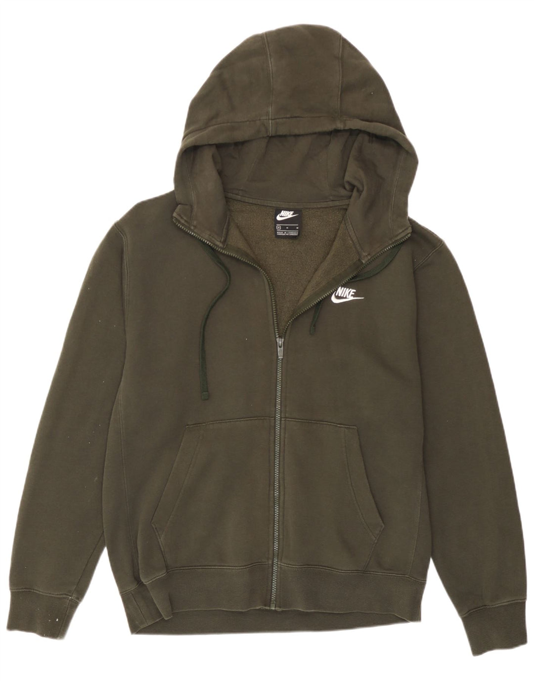 Felpa con cappuccio e zip Nike da uomo in cotone kaki medio
