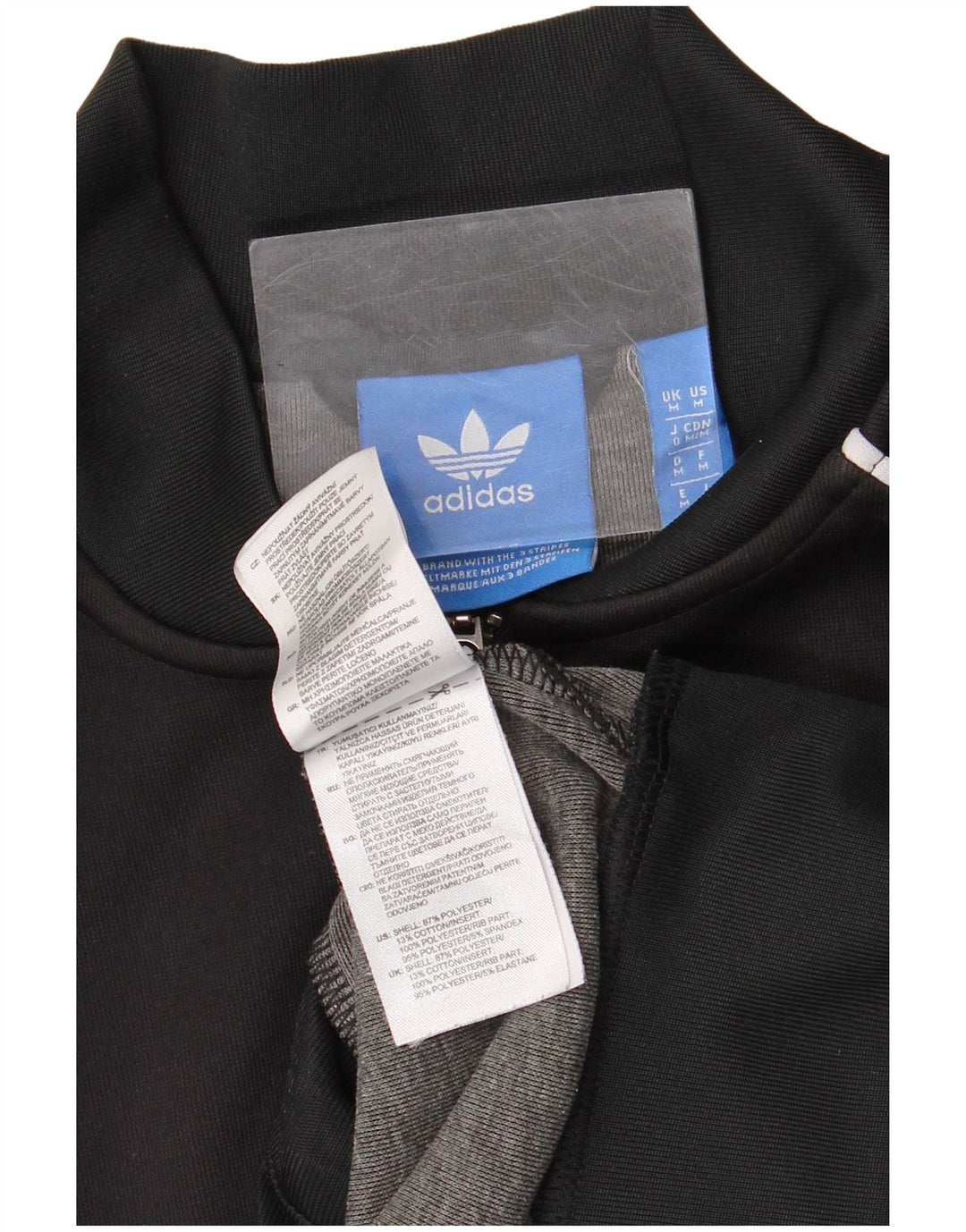 Giacca da ginnastica da uomo Adidas, giacca media, colore nero, in poliestere color block