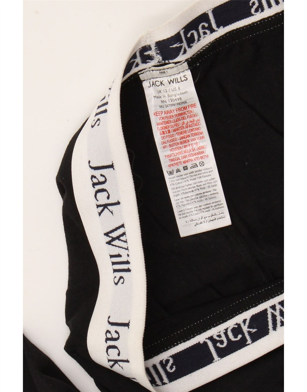 JACK WILLS Leggings grafici da donna UK 12 Cotone color block medio nero