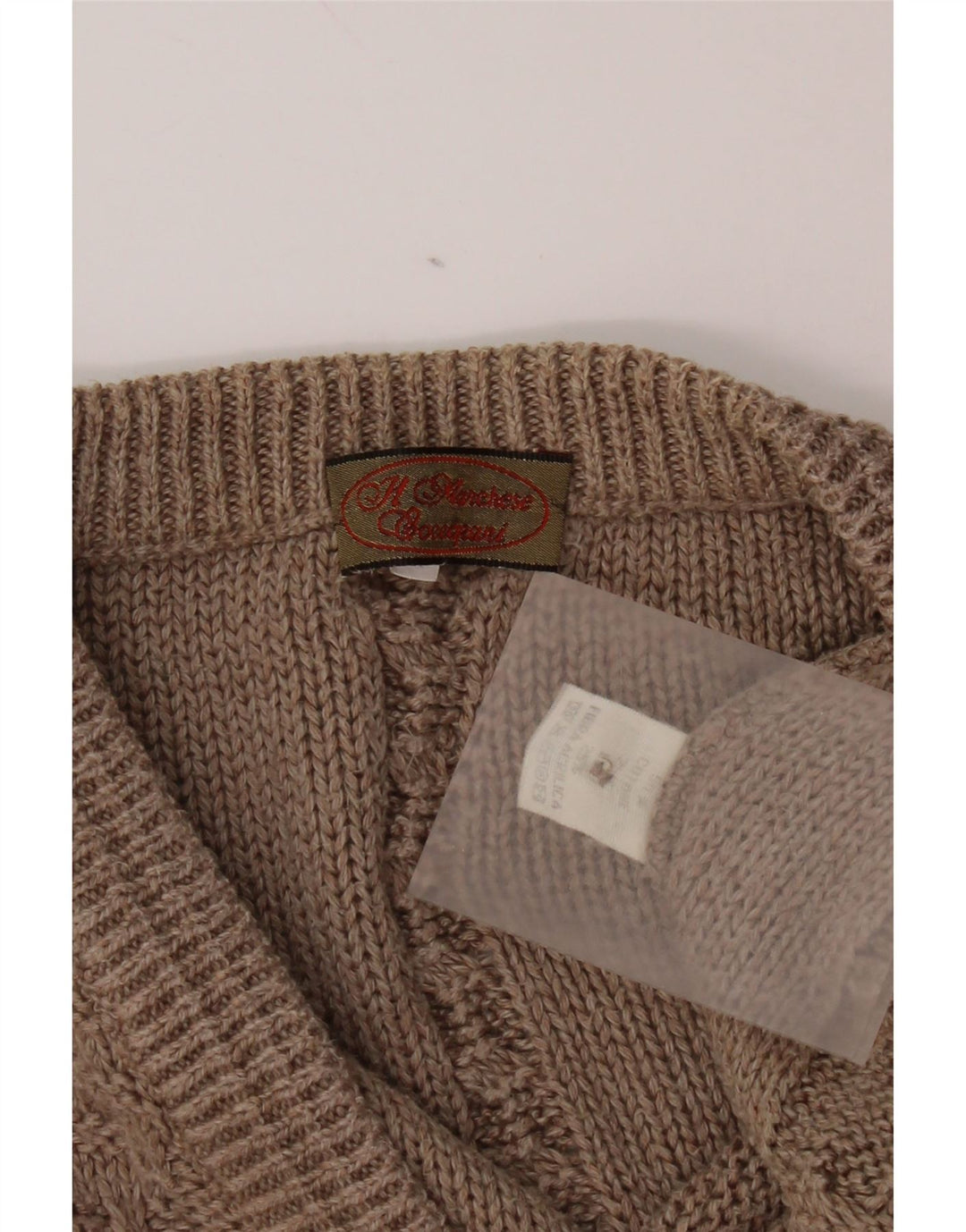 Maglione cardigan ampio da uomo vintage in cotone marrone medio