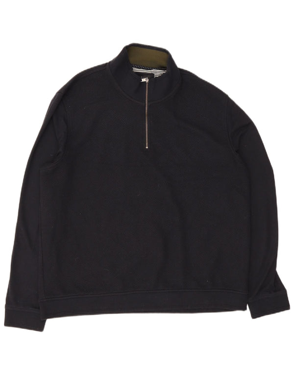 Maglione maglione con collo con zip da uomo Ted Baker taglia 6 2XL blu navy