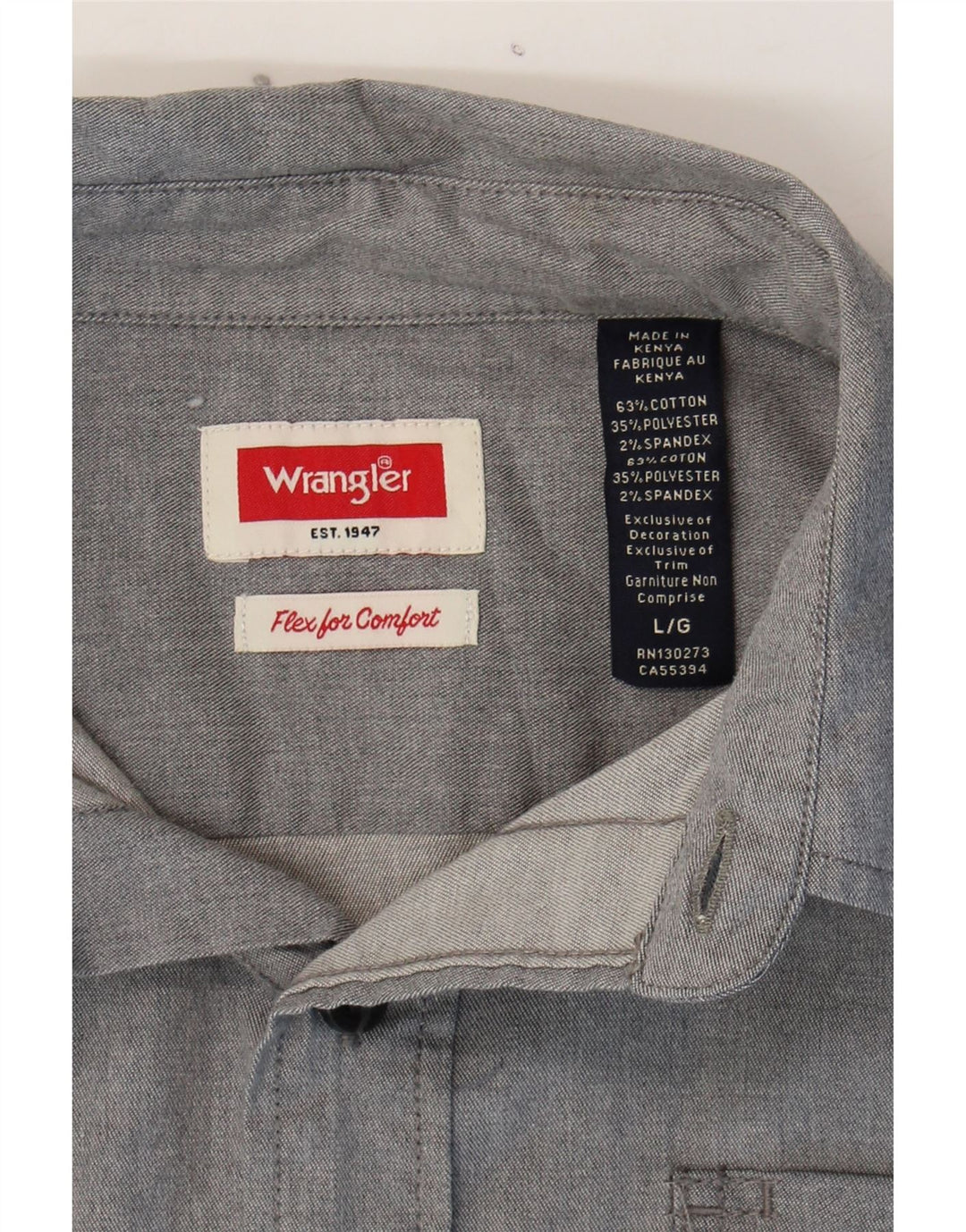 WRANGLER Mens Shirt Large Grey Cotton Vintage Wrangler and Second-Hand Wrangler from Messina Hembry 