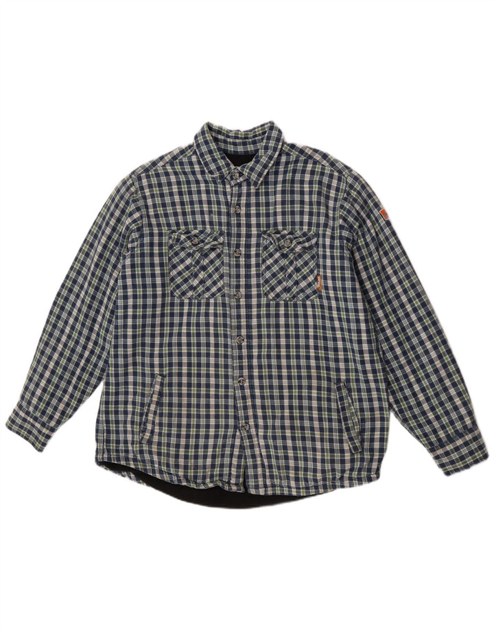 Black Jack Camicia da uomo in flanella da boscaiolo, grande cotone a quadri blu