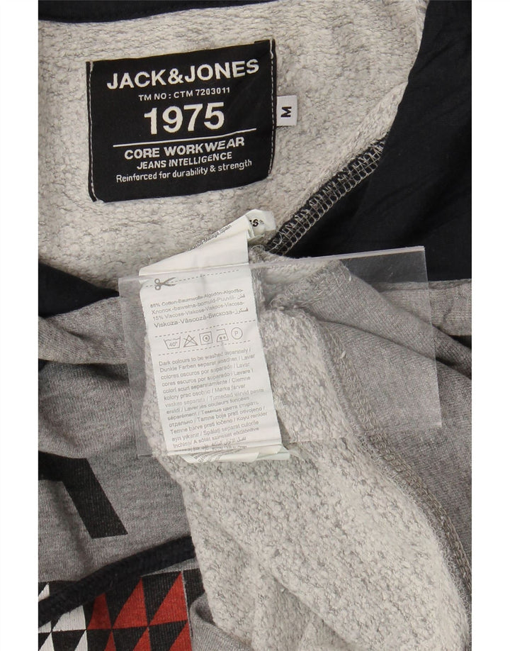 JACK & JONES Mens Graphic Hoodie Jumper Medium Grey Cotton Vintage Jack & Jones and Second-Hand Jack & Jones from Messina Hembry 