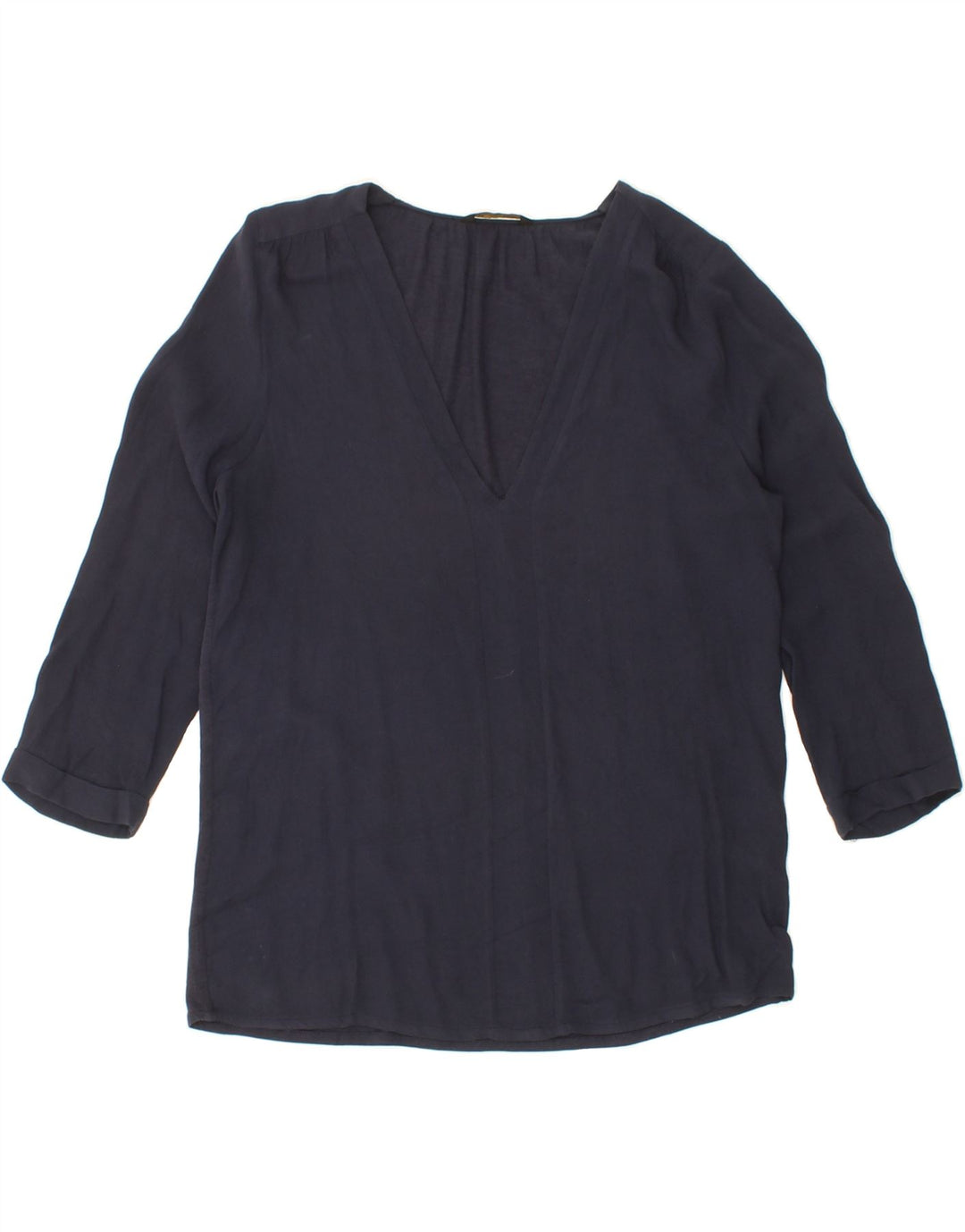 MASSIMO DUTTI Womens 3/4 Sleeve Blouse Top UK 6 XS Navy Blue Vintage Massimo Dutti and Second-Hand Massimo Dutti from Messina Hembry 