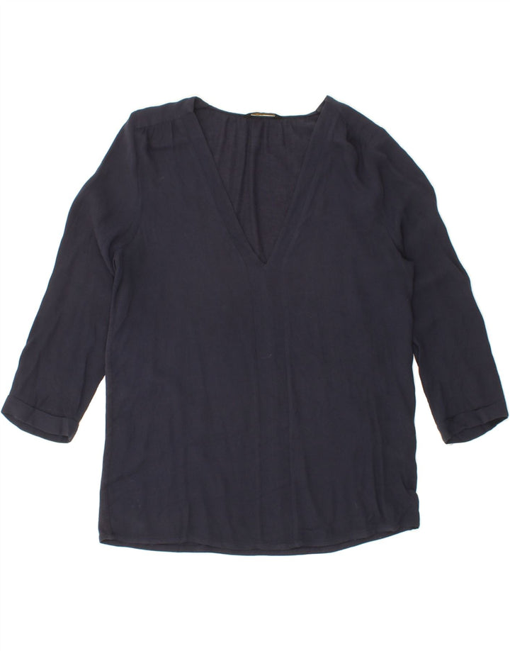 MASSIMO DUTTI Womens 3/4 Sleeve Blouse Top UK 6 XS Navy Blue Vintage Massimo Dutti and Second-Hand Massimo Dutti from Messina Hembry 
