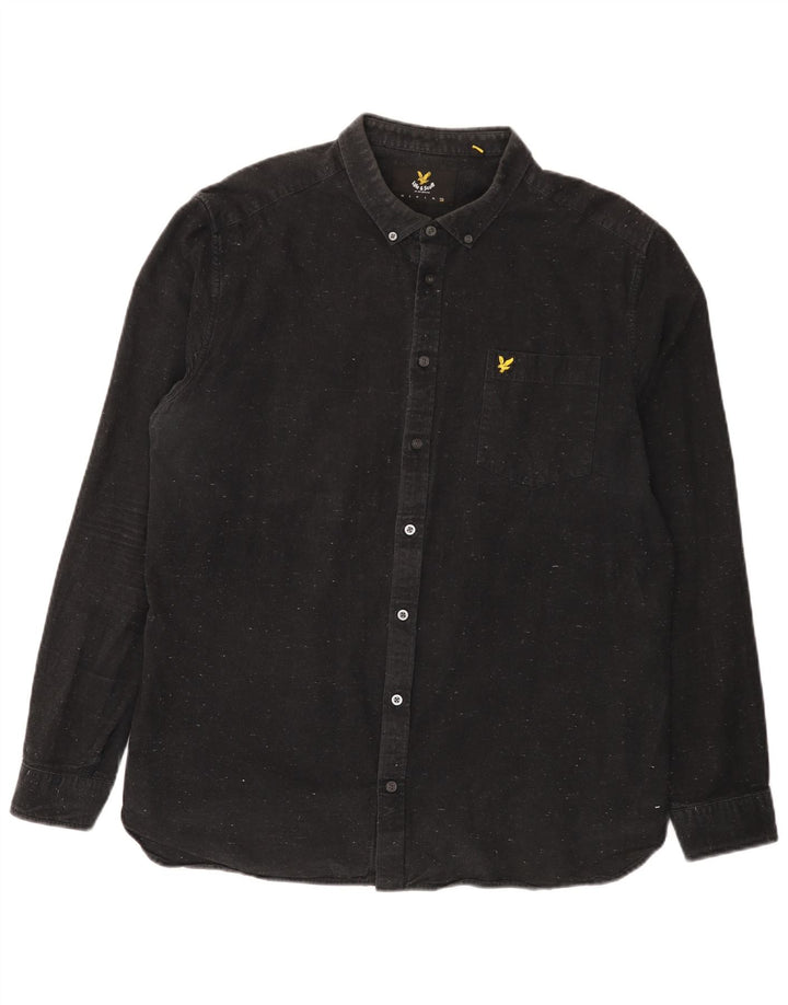 Camicia da uomo Lyle & Scott 2XL cotone screziato nero