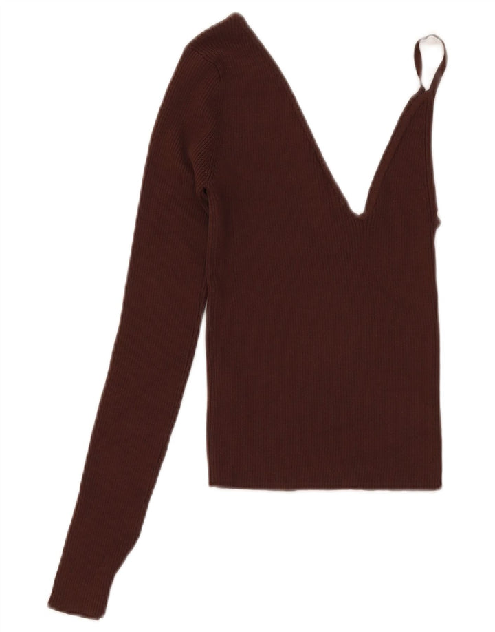 Top corto da donna Zara UK 8 piccolo in viscosa marrone
