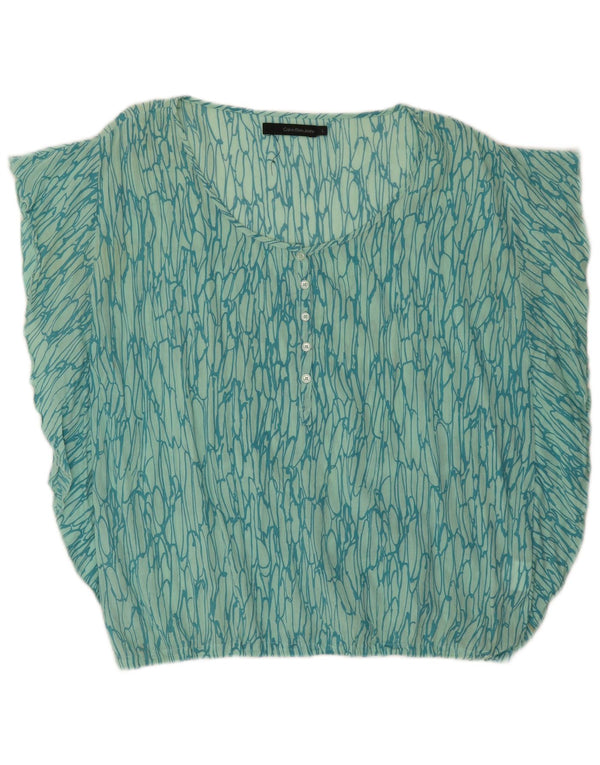 Calvin Klein Jeans Camicetta con motivo astratto da donna Top UK 16 Large Verde