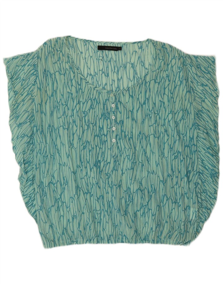Calvin Klein Jeans Camicetta con motivo astratto da donna Top UK 16 Large Verde