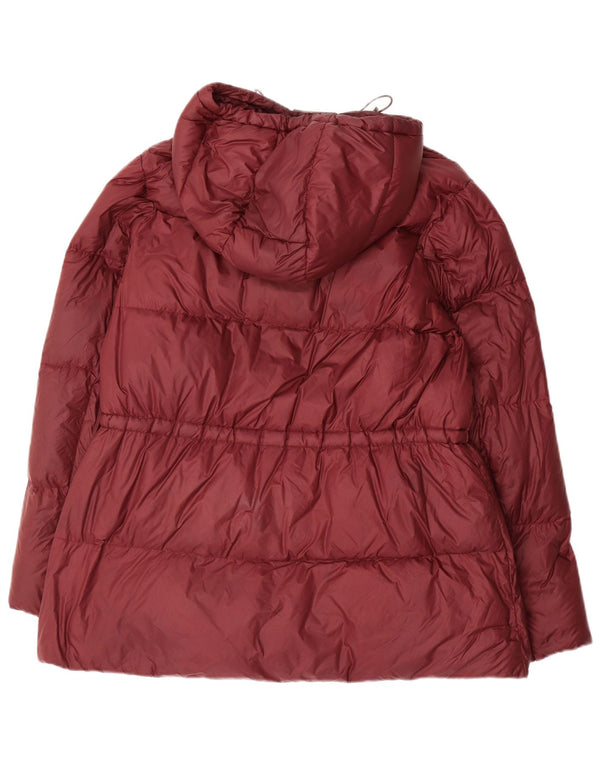 RALPH LAUREN Giacca imbottita con cappuccio vestibilità ampia da donna UK 16 Large Bordeaux