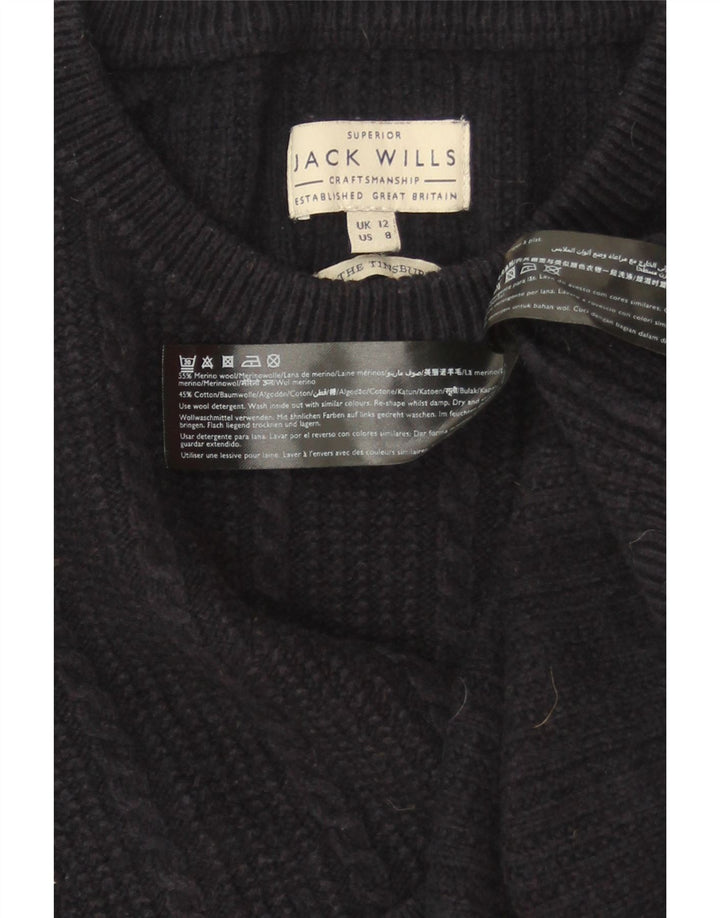 JACK WILLS Maglione maglione girocollo da donna UK 12 Medio Blu navy