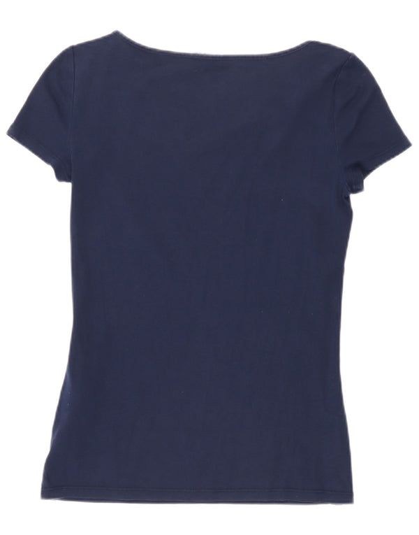 T-shirt da donna Ralph Lauren Top UK 8 Small in cotone blu navy