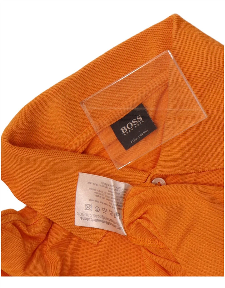 Polo da uomo Hugo Boss grande in cotone arancione