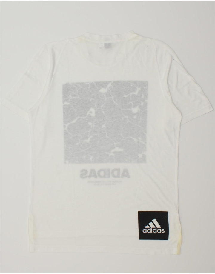 ADIDAS Mens Graphic T-Shirt Top Small White Vintage Adidas and Second-Hand Adidas from Messina Hembry 