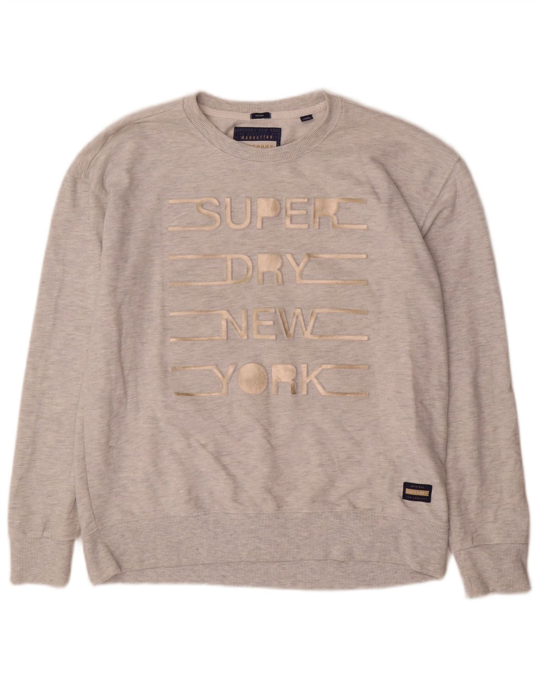 Felpa grafica da donna Superdry Maglione UK 14 Cotone chiazzato grigio medio