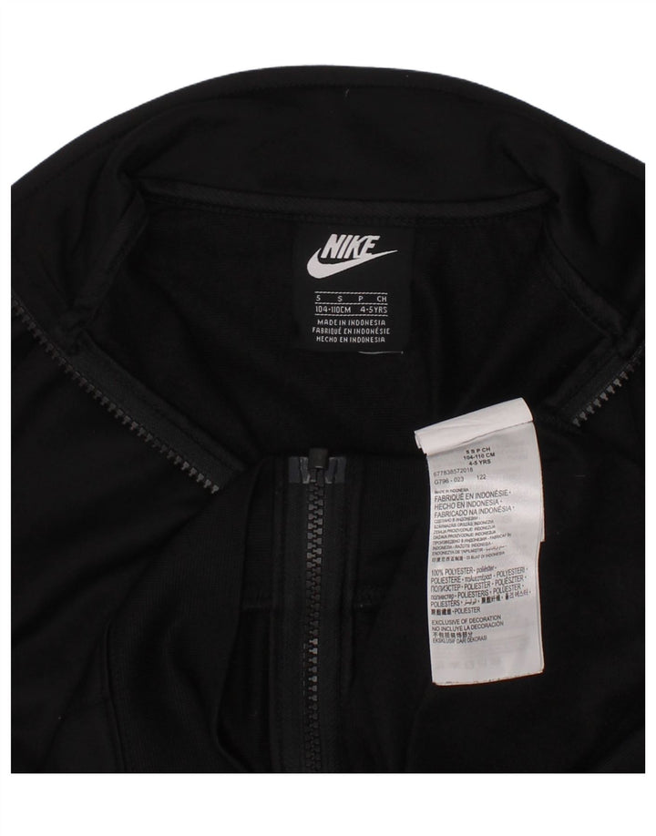 NIKE Boys Graphic Tracksuit Top Jacket 4-5 Years Small Black Colourblock