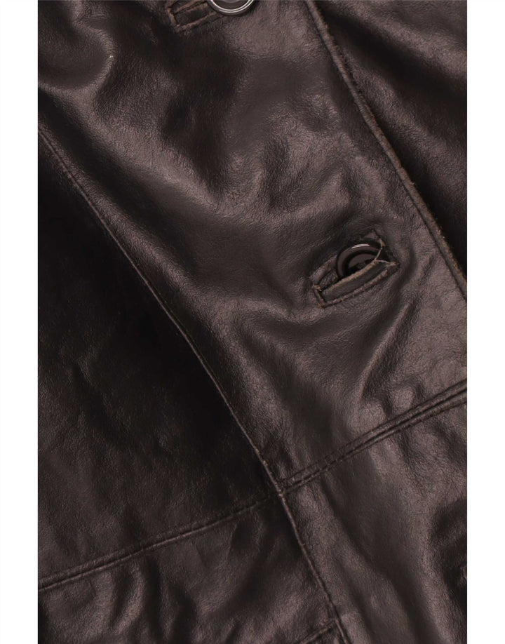 Bayside Giacca in pelle oversize da donna UK 10 Small Nero
