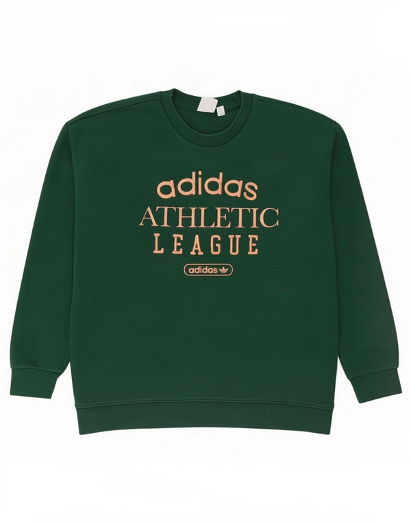 Felpa oversize con grafica da donna Adidas UK 8 Small Green Cotton